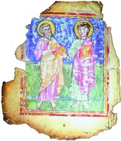 Апостолы Лука и Иоанн. Миниатюра из Адишского Четвероевангелия. 897 г. (ИЭМС. № М 22)