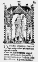 Св. Гертруда Нивельская. Начальная страница кодекса братства Св. Гертруды в Кюрингене. XVI в.