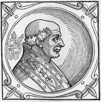 Адриан IV, папа Римский. Гравюра (Sacchi P. Vitis pontificum. 1626)
