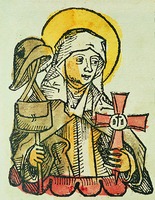 Св. Бригита. Раскрашенная гравюра. Schedel H. Liber chronicarum. 1493 (РГБ)