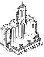 Церковь в Василеве. XIII в. Реконструкция Г. Н. Логвина