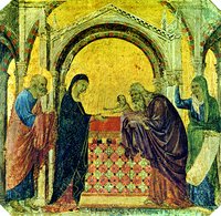 Принесение во храм. Фрагмент алтарной картины «Маэста». 1311 г. (Музей собора, Сиена)