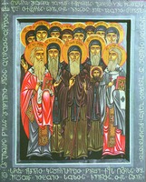 Преподобные Иоанн Зедазнийский и 12 сирийских отцов. Икона. Нач. XXI в. (Патриархия ГПЦ)